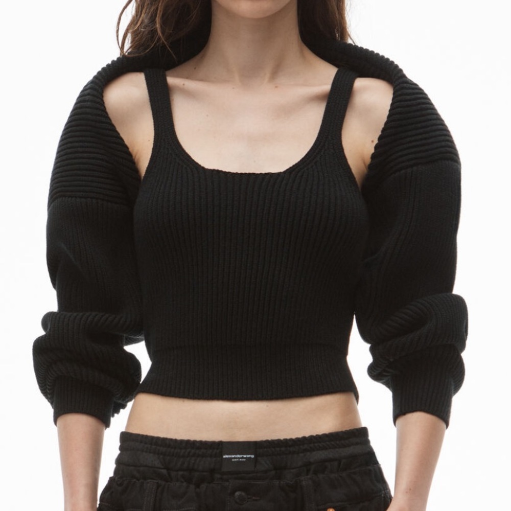 Alexander Wang T - Fall21 collection cotton rib shrug and tank set
